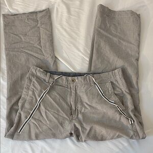 Banana Republic Blue/Gray Striped Pants Relaxed Fit Cotton Linen Relaxed 33x30